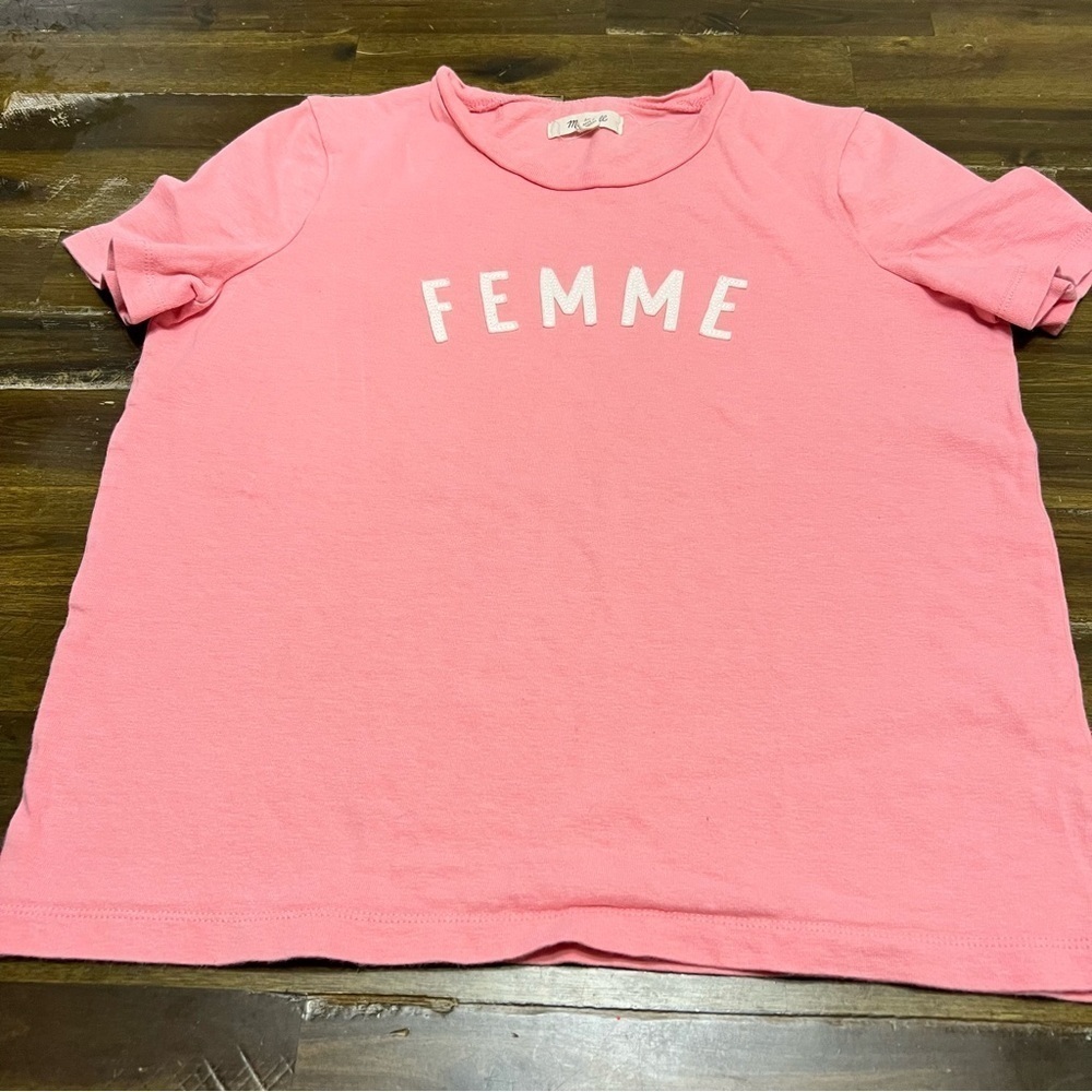 Madewell Pink Boxy Oversized Tee Shirt Femme Cotton T-Shirt XS - Picture 2 of 7
